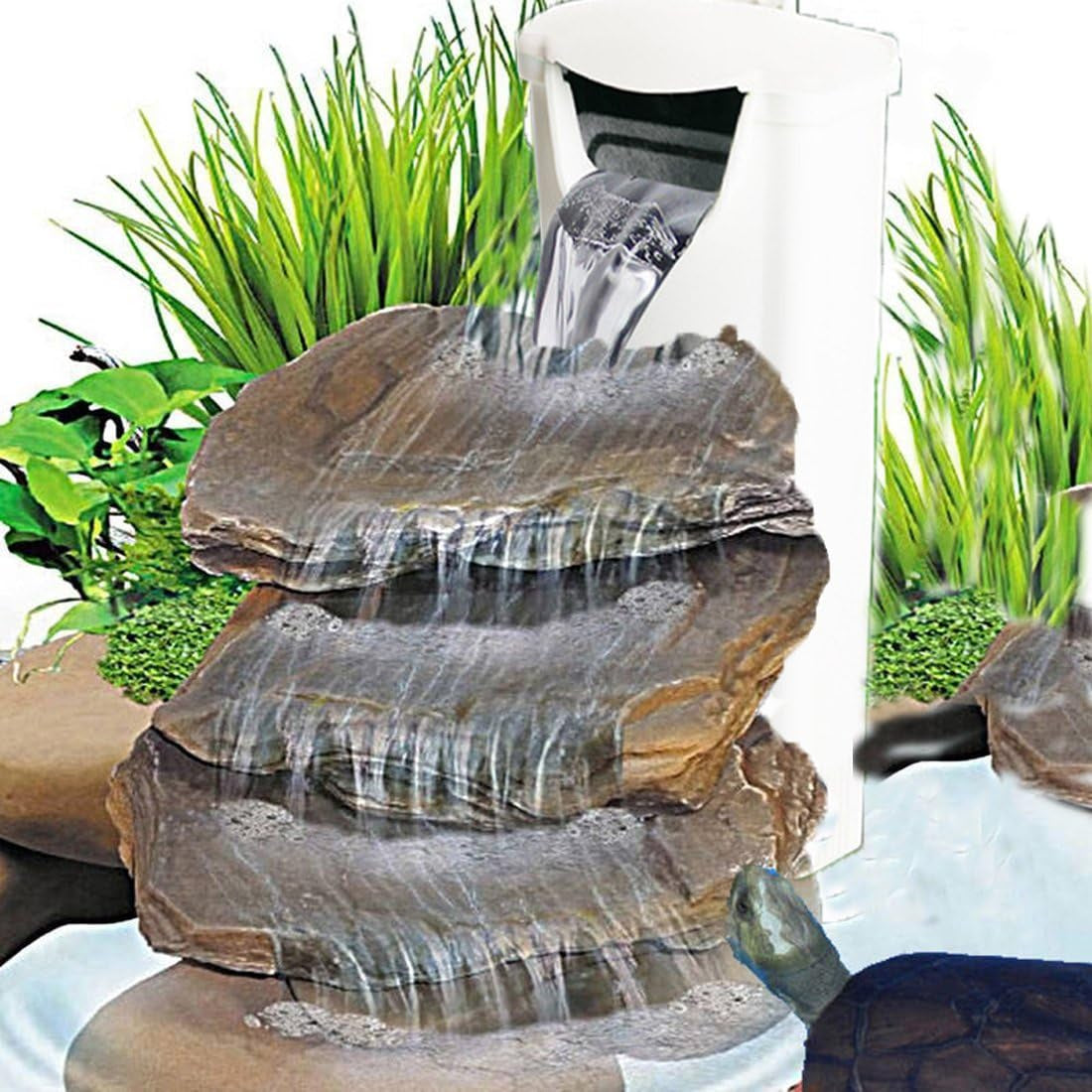 Aquarium Waterfall Filter Reptiles Turtle Filter for Small Tank 1-15 Gallon, Low Level Water Clean Pump Internal Bio Media Water Filtration System for Fish Amphibian Cichlids Frog (Waterfall Filter)