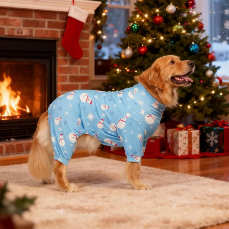 Christmas Dog Pajama, Funny Christmas Dog Costume, Christmas Puppy Pajama, Christmas Puppy Clothes, Puppy Christmas Gift, Dog Clothes, All over Print-Christmas Pattern, S-6XL Warm Winter Dog Pajamas Set Cute Snowman Dog Pajamas Christmas Shirt