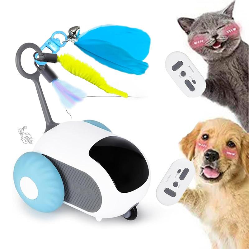 Interactive Cat Toys for Indoor Cats, Cat Ball Toys/Kitten Toys with Remote Control & LED Rainbow Lights, Fun Tracker, Automatic Rolling Chase Ball with Fluffy Tail Automatic Cat-Mykq