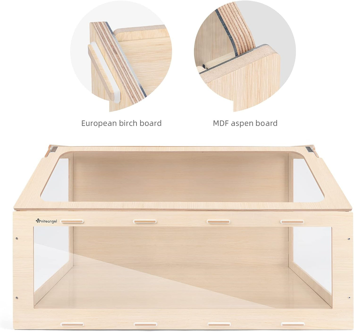 Spacious Vista Hamster Cage with Unique Oblique Opening - Stylish MDF Aspen Cage for Syrian Hamsters and Similar Pets (Medium 40.7” x 22.7” x 22.9”, Burlywood)