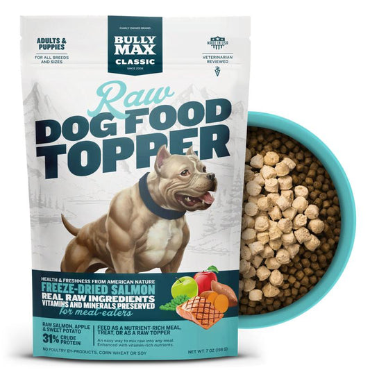 Bully Max Freeze-Dried Raw Dog Food Toppers for Puppies & Adult Dogs - Salmon with Real Fruits & Veggies - Meal Enhancers with Vitamins & Minerals