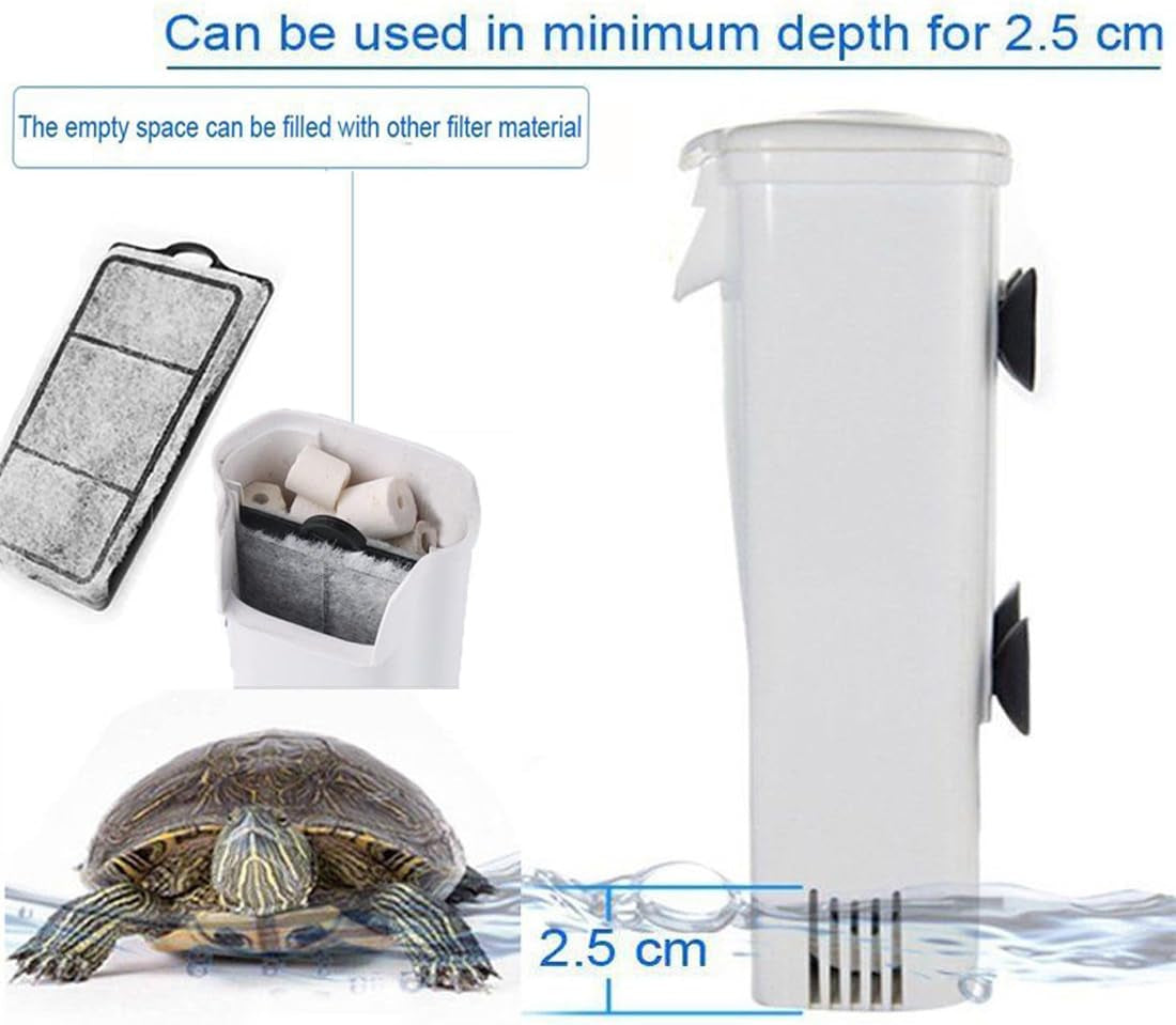 Aquarium Waterfall Filter Reptiles Turtle Filter for Small Tank 1-15 Gallon, Low Level Water Clean Pump Internal Bio Media Water Filtration System for Fish Amphibian Cichlids Frog (Waterfall Filter)