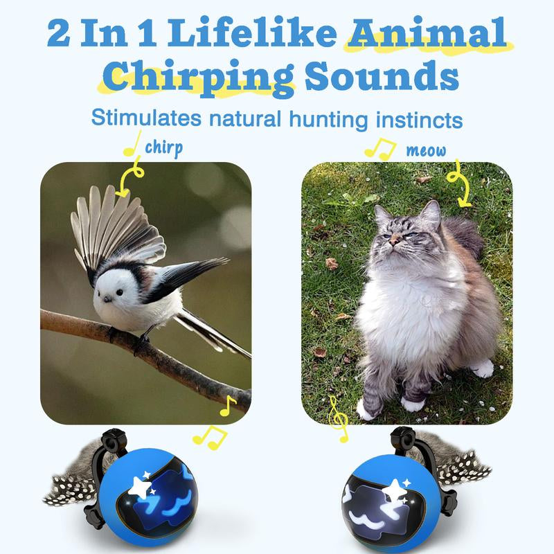 Interactive Cat Toys for Indoor Cats, Cat Ball Toys/Kitten Toys with Remote Control & LED Rainbow Lights, Fun Tracker, Automatic Rolling Chase Ball with Fluffy Tail Automatic Cat-Mykq