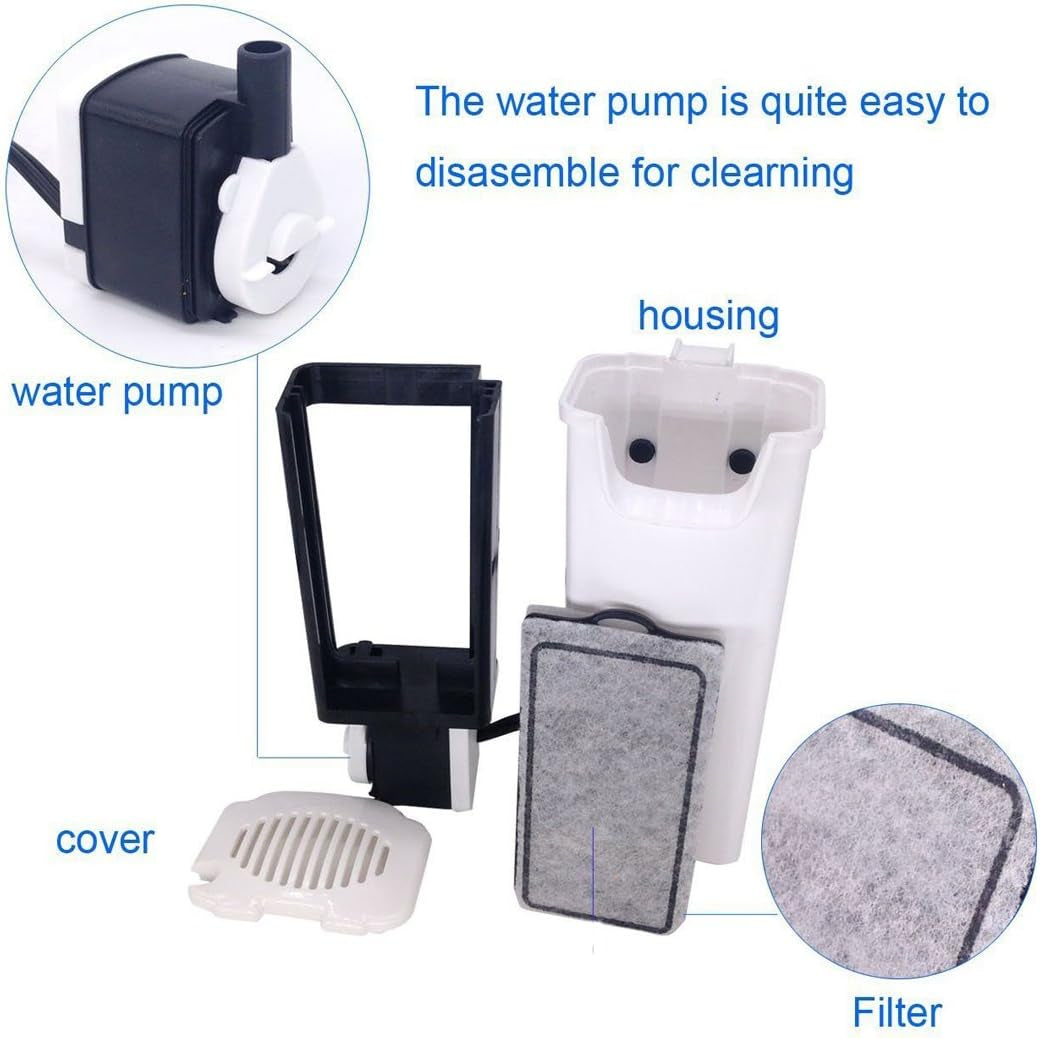 Aquarium Waterfall Filter Reptiles Turtle Filter for Small Tank 1-15 Gallon, Low Level Water Clean Pump Internal Bio Media Water Filtration System for Fish Amphibian Cichlids Frog (Waterfall Filter)