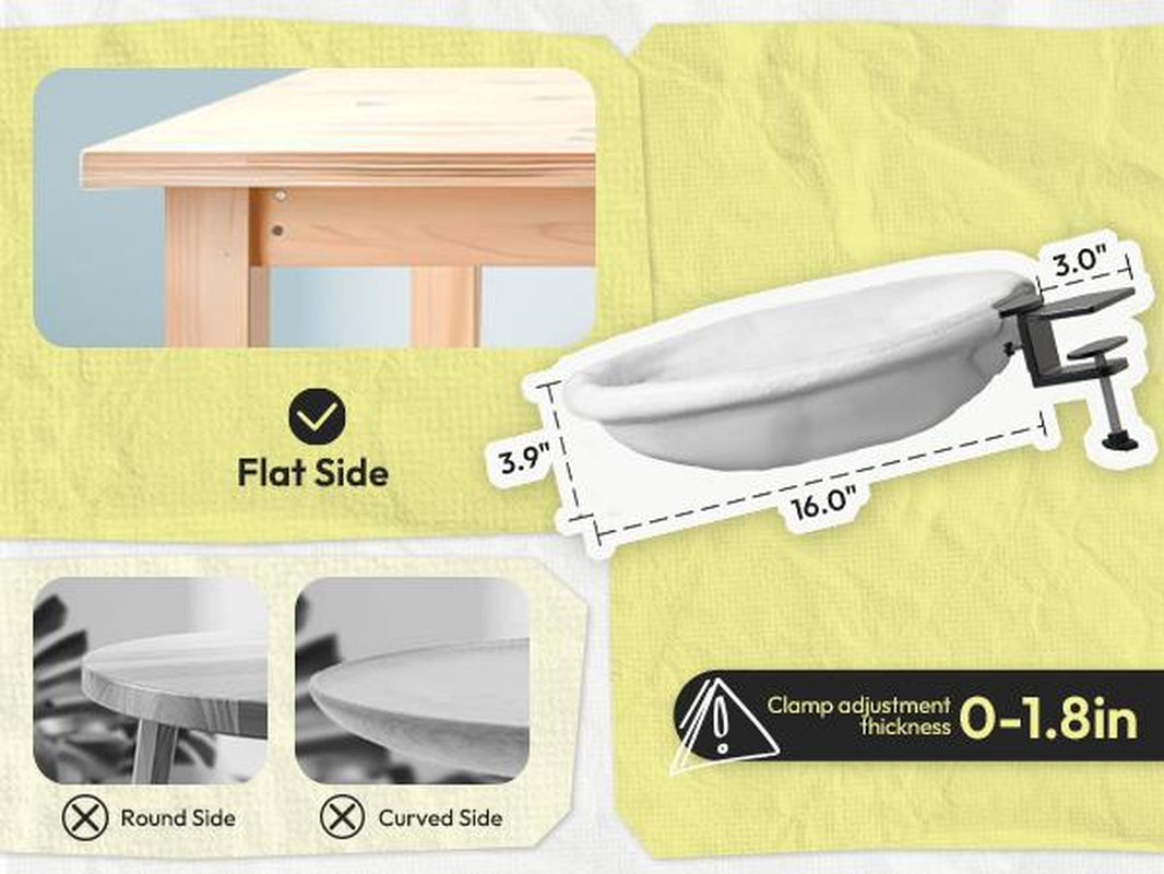 Clamp-On Cat Bed for Desk – Sturdy Iron Frame, Non-Slip Sponge Cushion Clamp, Super Soft Plush Bed, Fits Cats up to 50LBS, Easy Setup in Minutes