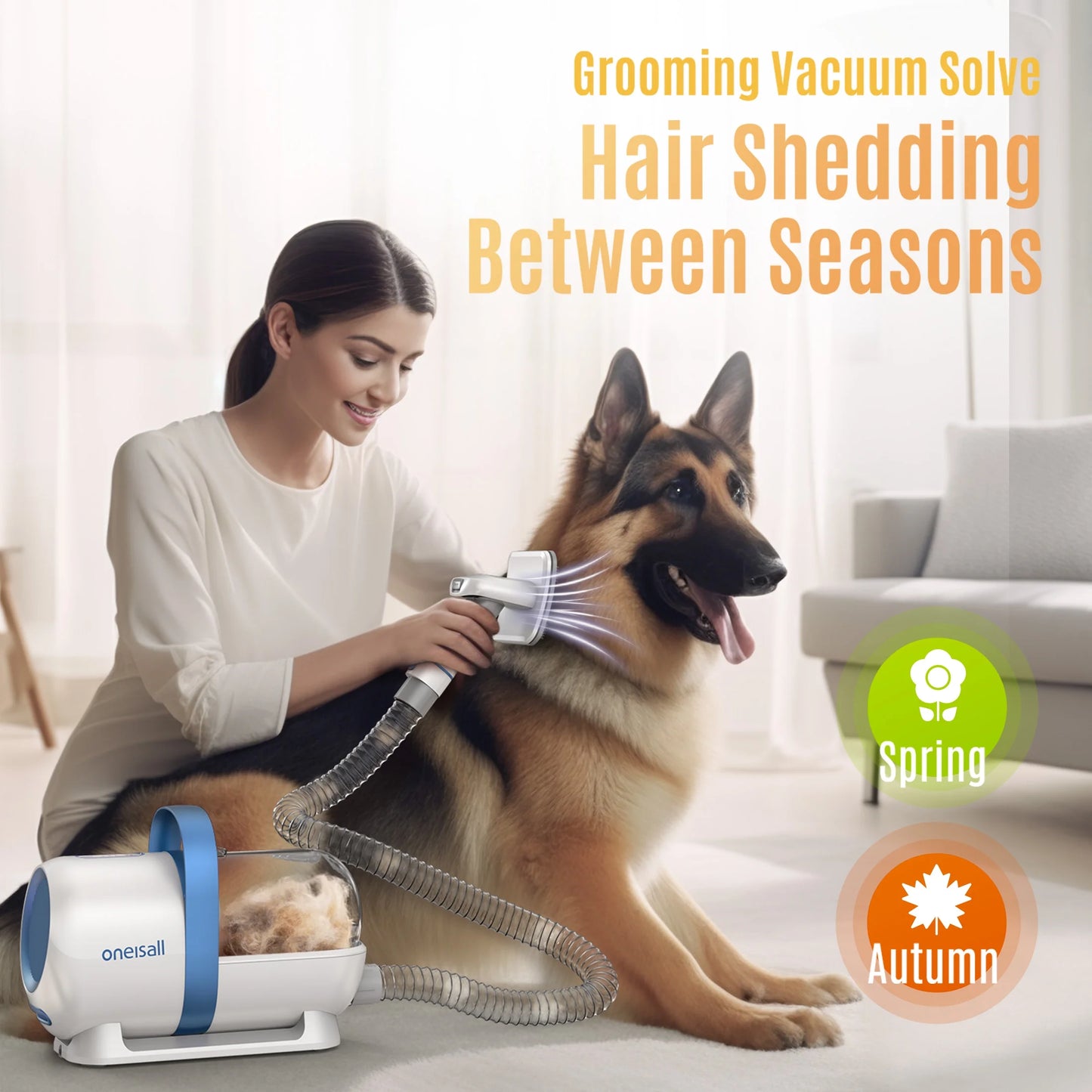 LM5 Dog Grooming Vacuum for Shedding, 5 in 1 Low Noise Dog Hair Vacuum Groomer Dog Grooming Kit with 4 Pet Grooming Vacuum Tools & 1.5 L Dust Cup, Pet Vacuum for Dogs Cats Pet Hair, Blue