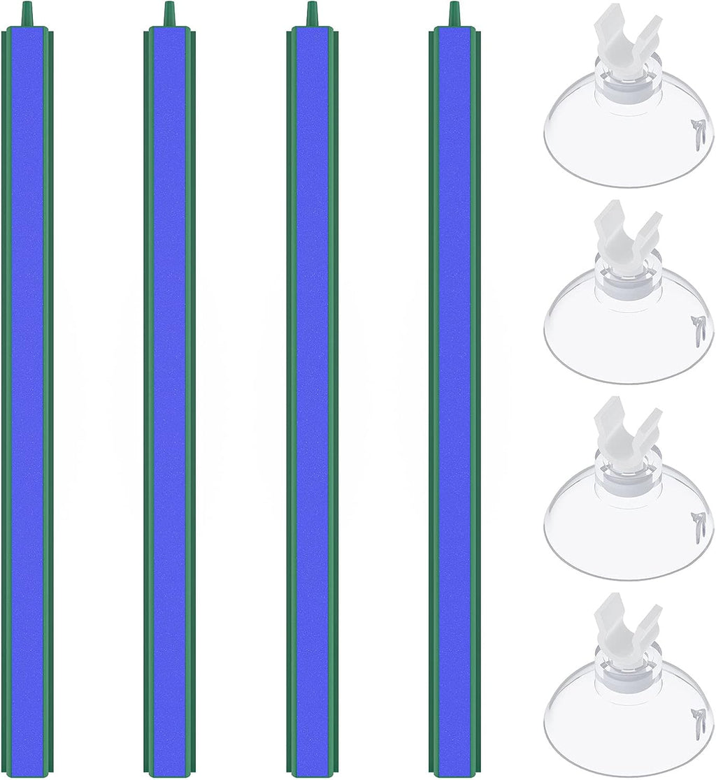 Aquarium Air Stone Bar Bubbler 12 Inch, Fish Tank Bubbler Stone with 4 Suction Cups Square Oxygen Diffuser for Air Pump Fish Tank Pond and DWC Reservoir, 4 Pack