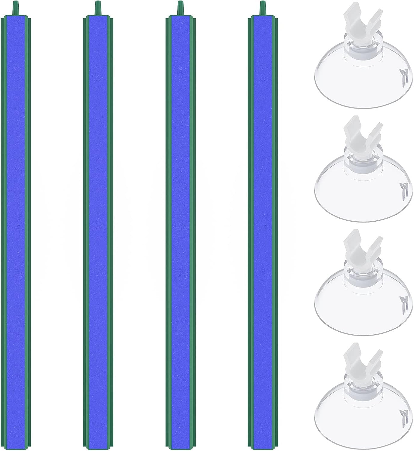 Aquarium Air Stone Bar Bubbler 12 Inch, Fish Tank Bubbler Stone with 4 Suction Cups Square Oxygen Diffuser for Air Pump Fish Tank Pond and DWC Reservoir, 4 Pack