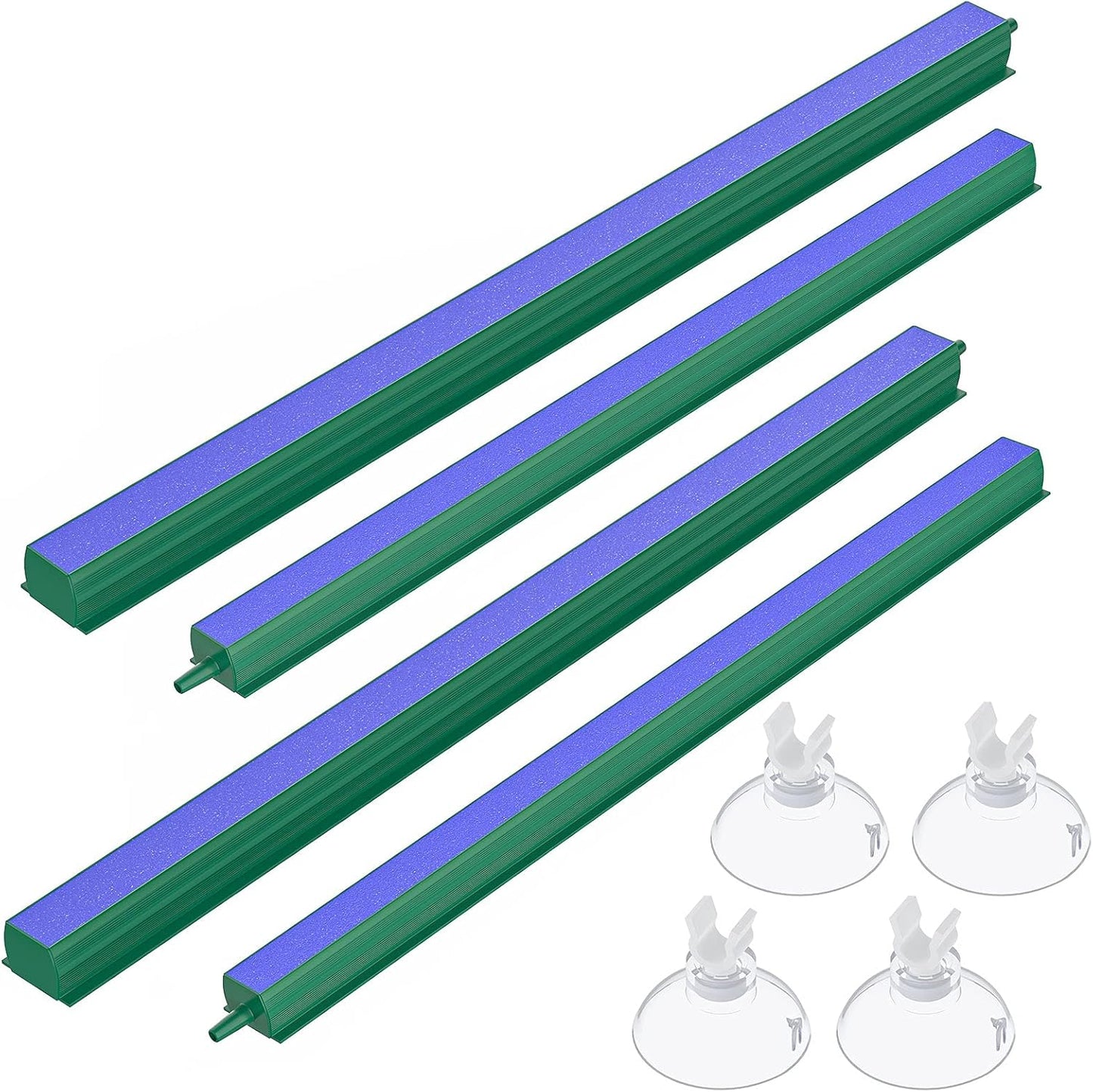 Aquarium Air Stone Bar Bubbler 12 Inch, Fish Tank Bubbler Stone with 4 Suction Cups Square Oxygen Diffuser for Air Pump Fish Tank Pond and DWC Reservoir, 4 Pack
