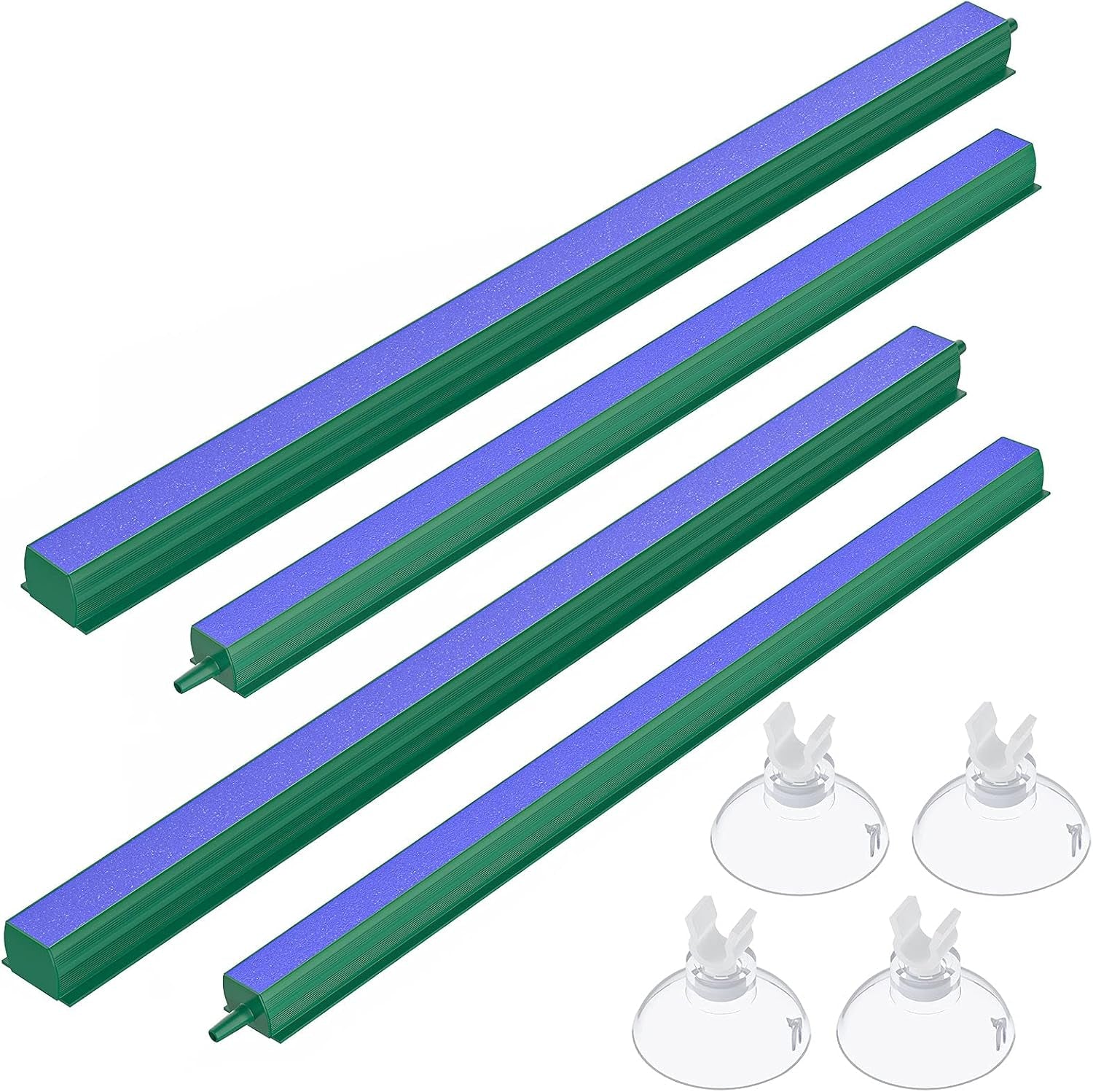 Aquarium Air Stone Bar Bubbler 12 Inch, Fish Tank Bubbler Stone with 4 Suction Cups Square Oxygen Diffuser for Air Pump Fish Tank Pond and DWC Reservoir, 4 Pack