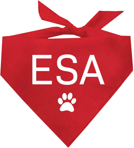 Emotional Support Animal (ESA) Dog Bandana | 100% Cotton Adjustable Triangle | Made in USA | Anxiety Relief | Service | Therapy Dog | Training |Red, One Size (387)