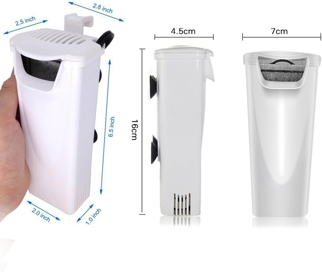 Aquarium Waterfall Filter Reptiles Turtle Filter for Small Tank 1-15 Gallon, Low Level Water Clean Pump Internal Bio Media Water Filtration System for Fish Amphibian Cichlids Frog (Waterfall Filter)