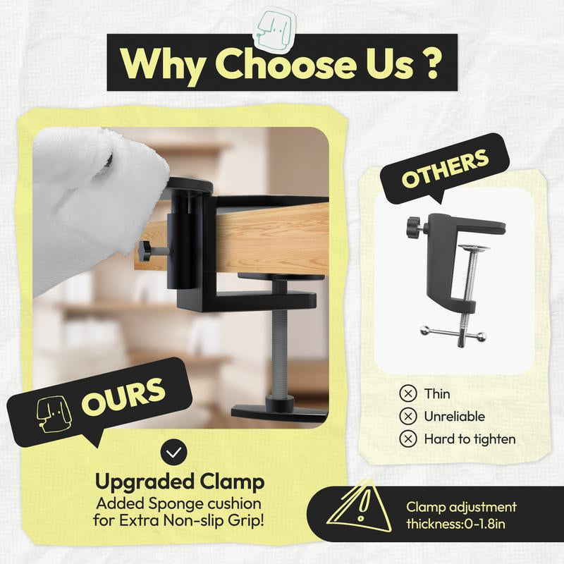 Clamp-On Cat Bed for Desk – Sturdy Iron Frame, Non-Slip Sponge Cushion Clamp, Super Soft Plush Bed, Fits Cats up to 50LBS, Easy Setup in Minutes