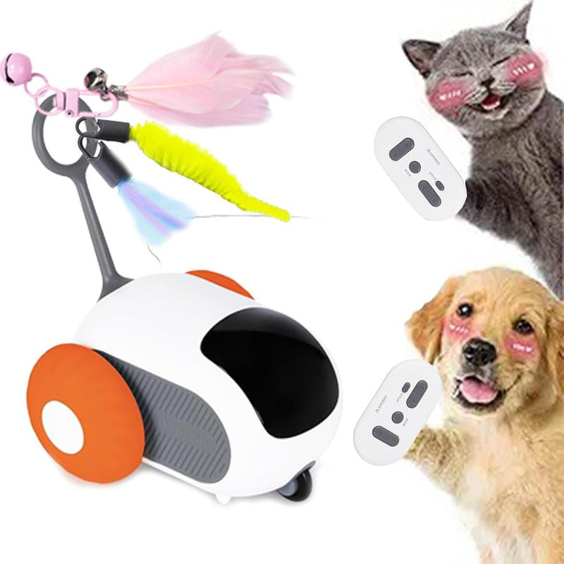 Interactive Cat Toys for Indoor Cats, Cat Ball Toys/Kitten Toys with Remote Control & LED Rainbow Lights, Fun Tracker, Automatic Rolling Chase Ball with Fluffy Tail Automatic Cat-Mykq