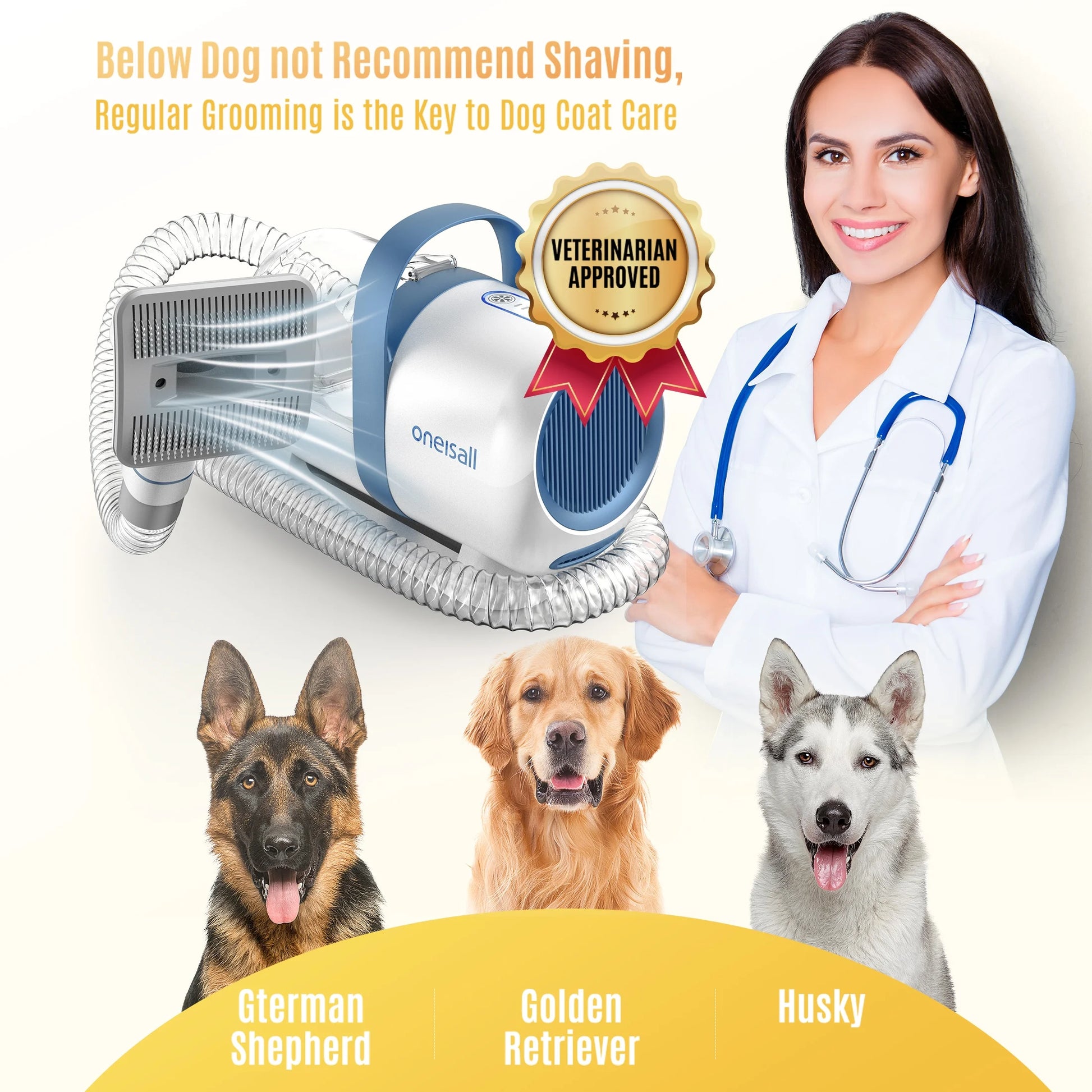 LM5 Dog Grooming Vacuum for Shedding, 5 in 1 Low Noise Dog Hair Vacuum Groomer Dog Grooming Kit with 4 Pet Grooming Vacuum Tools & 1.5 L Dust Cup, Pet Vacuum for Dogs Cats Pet Hair, Blue