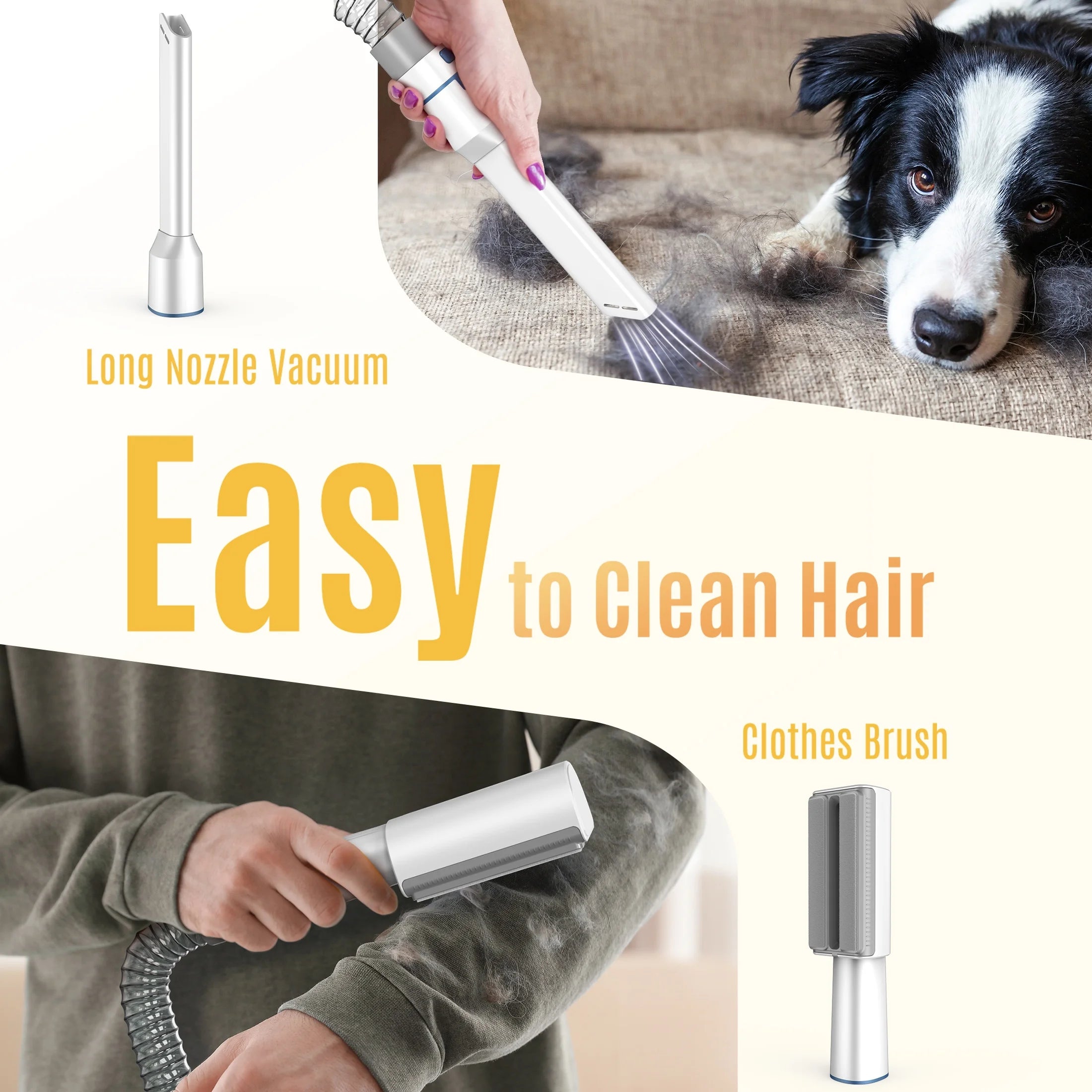 LM5 Dog Grooming Vacuum for Shedding, 5 in 1 Low Noise Dog Hair Vacuum Groomer Dog Grooming Kit with 4 Pet Grooming Vacuum Tools & 1.5 L Dust Cup, Pet Vacuum for Dogs Cats Pet Hair, Blue