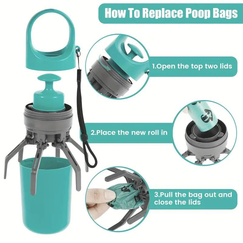 Tiktok-Viral! the On-The-Go Poop Scooper Genius Leash-Clip Waste Bag Holder & Grabber for Dog Walking Never Forget a Bag! Portable Pet Poop Scooper with 1 Count Dog Waste Bag Holder & Dispenser for Outdoor Pet Supplies Limited R, Ships from USA!