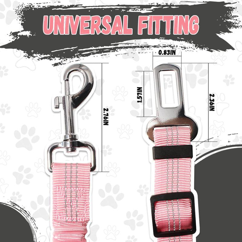 Dog Car Seat Belt Leash, Adjustable Pet Safety Strap for Pets, Durable Car Safety Leash for Small Dogs with Elastic Bungee Buffer Reflective