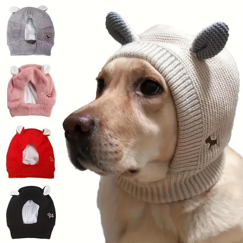 Noise Protection Dog Hat – Warm Knitted Quiet Ears Cap for Medium & Large Pets, Soft Winter Headwear for Dogs & Cats, Comfortable Anti-Noise Orange Hoodie Lady Baggy Cardigan Green Candlestick Easy Cut Wooden Peanut Chain Jacquard Design Free Standing Pu