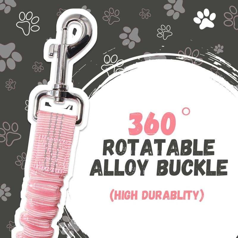 Dog Car Seat Belt Leash, Adjustable Pet Safety Strap for Pets, Durable Car Safety Leash for Small Dogs with Elastic Bungee Buffer Reflective