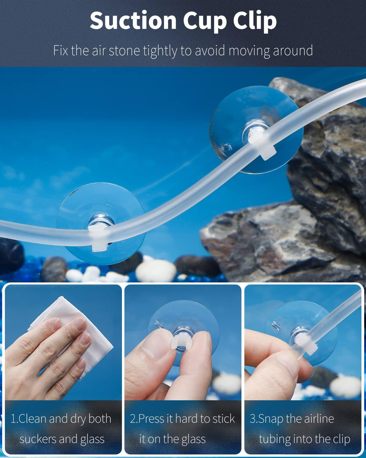 Aquarium Air Stone Bar Bubbler 12 Inch, Fish Tank Bubbler Stone with 4 Suction Cups Square Oxygen Diffuser for Air Pump Fish Tank Pond and DWC Reservoir, 4 Pack