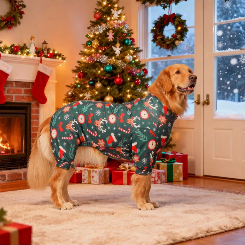 Christmas Dog Pajama, Funny Christmas Dog Costume, Christmas Puppy Pajama, Christmas Puppy Clothes, Puppy Christmas Gift, Dog Clothes, All over Print-Christmas Pattern, S-6XL Warm Winter Dog Pajamas Set Cute Snowman Dog Pajamas Christmas Shirt